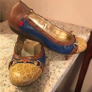 Adidas Brown, Blue, and Gold Women's Flats